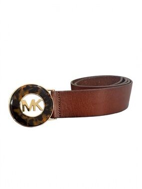 Michael Kors Women Leather Belt Brown Tortoise Shell Logo Size S